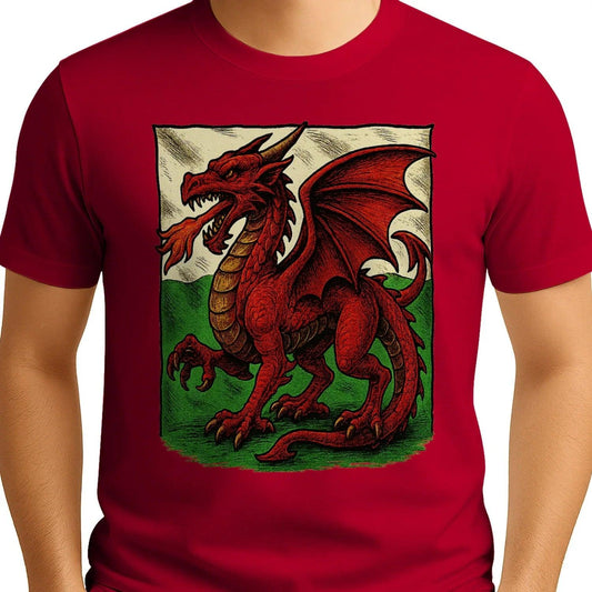 Welsh Dragon T-Shirt - Emblem Premium Unisex Streetwear - Celtic Wolfwear