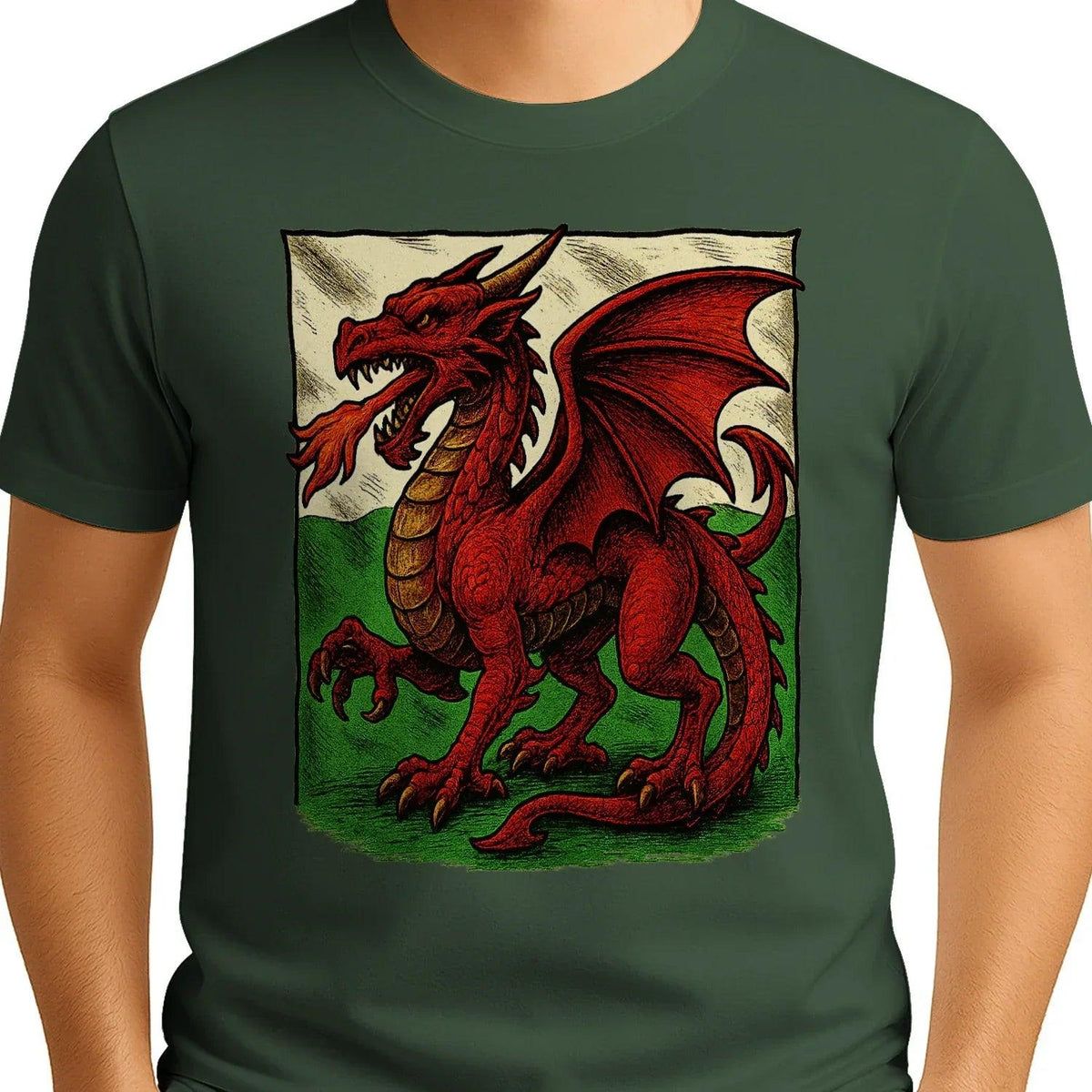 Welsh Dragon T-Shirt - Emblem Premium Unisex Streetwear - Celtic Wolfwear