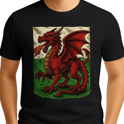 Welsh Dragon T-Shirt - Emblem Premium Unisex Streetwear - Celtic Wolfwear