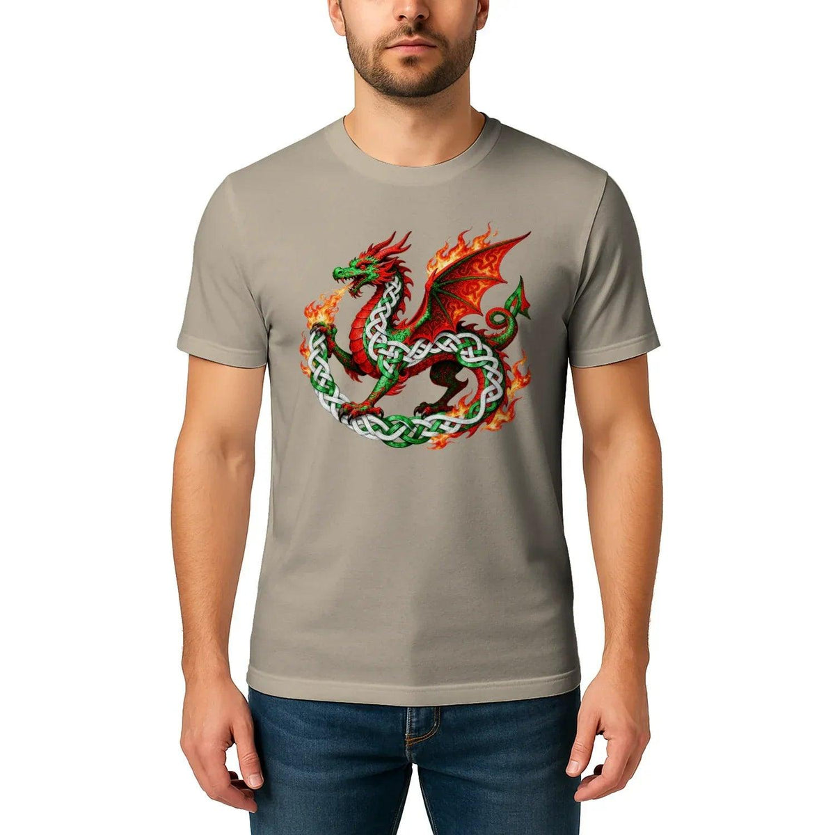 Welsh Dragon T-Shirt - Fire Flame, Unisex Matchday Wear - Celtic Wolfwear