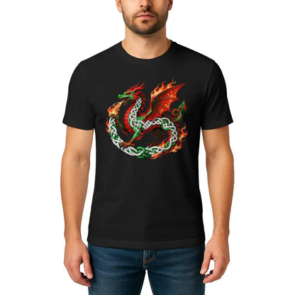Welsh Dragon T-Shirt - Fire Flame, Unisex Matchday Wear - Celtic Wolfwear