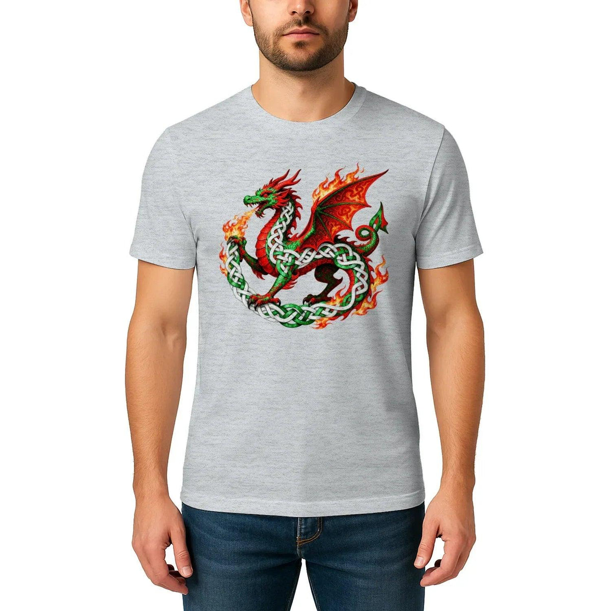 Welsh Dragon T-Shirt - Fire Flame, Unisex Matchday Wear - Celtic Wolfwear