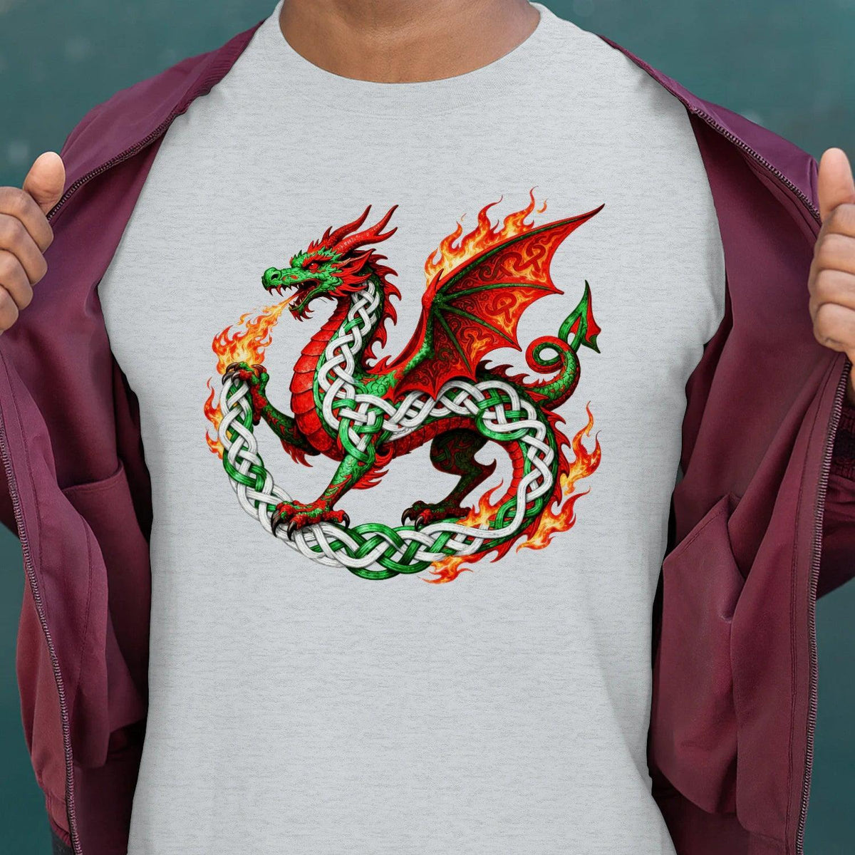 Welsh Dragon T-Shirt - Fire Flame, Unisex Matchday Wear - Celtic Wolfwear