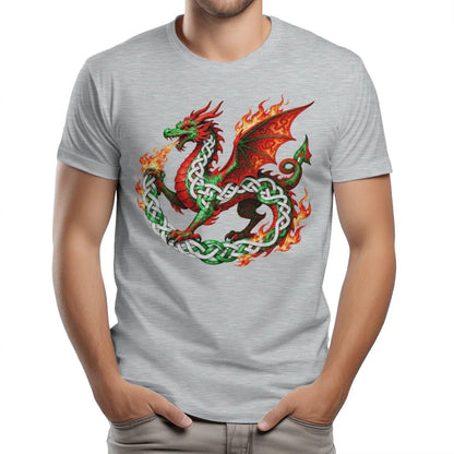 Welsh Dragon T-Shirt - Fire Flame, Unisex Matchday Wear - Celtic Wolfwear
