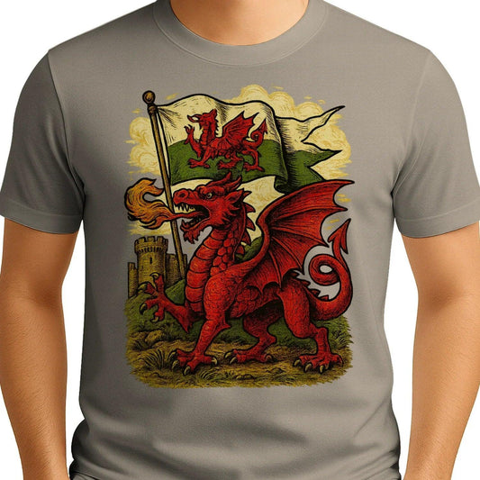 Welsh Dragon T-Shirt - Flag Heritage Victory Design Unisex - Celtic Wolfwear