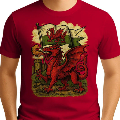 Welsh Dragon T-Shirt - Flag Heritage Victory Design Unisex - Celtic Wolfwear