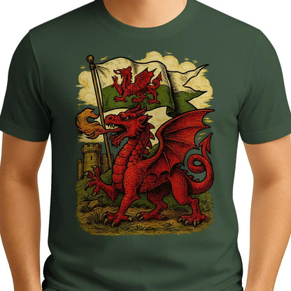 Welsh Dragon T-Shirt - Flag Heritage Victory Design Unisex - Celtic Wolfwear