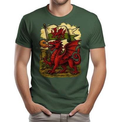 Welsh Dragon T-Shirt - Flag Heritage Victory Design Unisex - Celtic Wolfwear