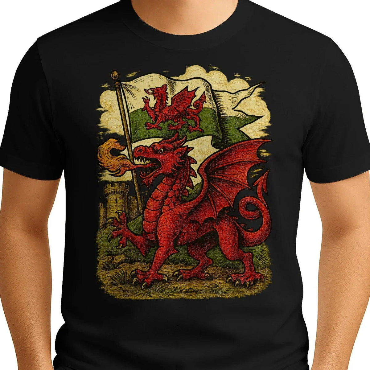 Welsh Dragon T-Shirt - Flag Heritage Victory Design Unisex - Celtic Wolfwear