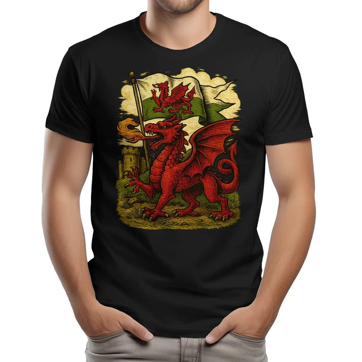 Welsh Dragon T-Shirt - Flag Heritage Victory Design Unisex - Celtic Wolfwear