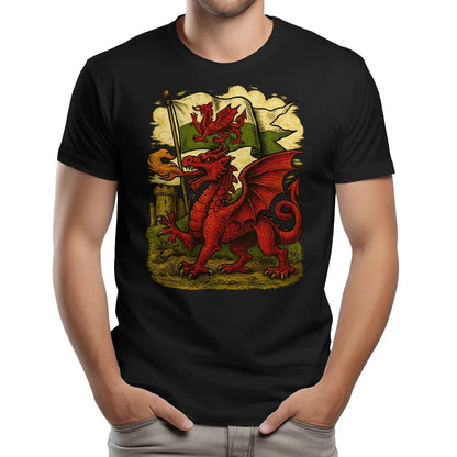 Welsh Dragon T-Shirt - Flag Heritage Victory Design Unisex - Celtic Wolfwear