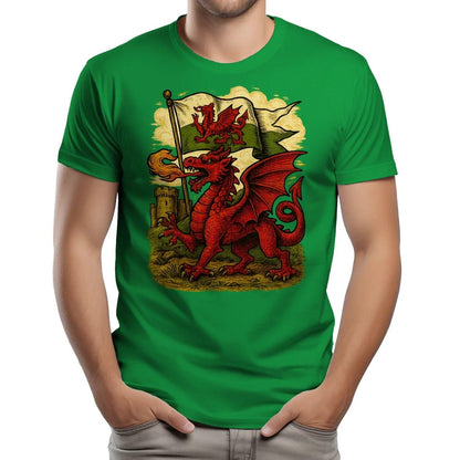 Welsh Dragon T-Shirt - Flag Heritage Victory Design Unisex - Celtic Wolfwear