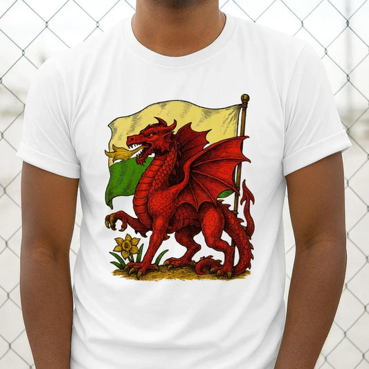 Welsh Dragon T-Shirt - Flag, Unisex Matchday Streetwear - Celtic Wolfwear