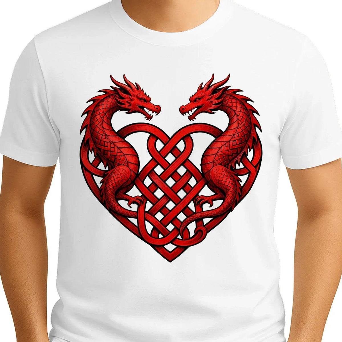 Welsh Dragon T-Shirt - Heart Double Heritage Streetwear - Celtic Wolfwear