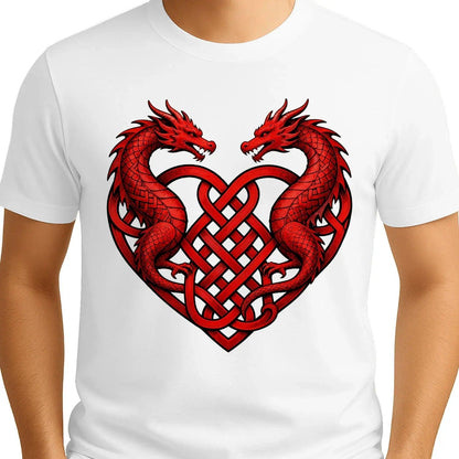 Welsh Dragon T-Shirt - Heart Double Heritage Streetwear - Celtic Wolfwear