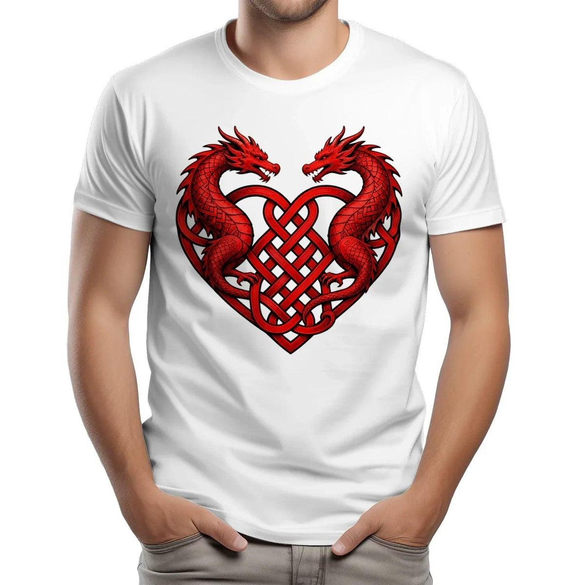 Welsh Dragon T-Shirt - Heart Double Heritage Streetwear - Celtic Wolfwear