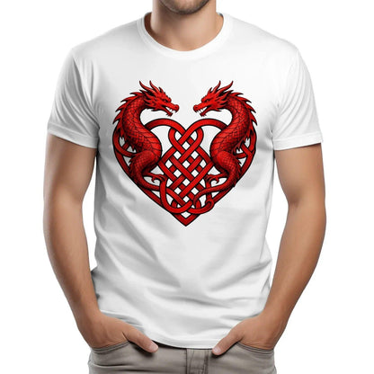Welsh Dragon T-Shirt - Heart Double Heritage Streetwear - Celtic Wolfwear
