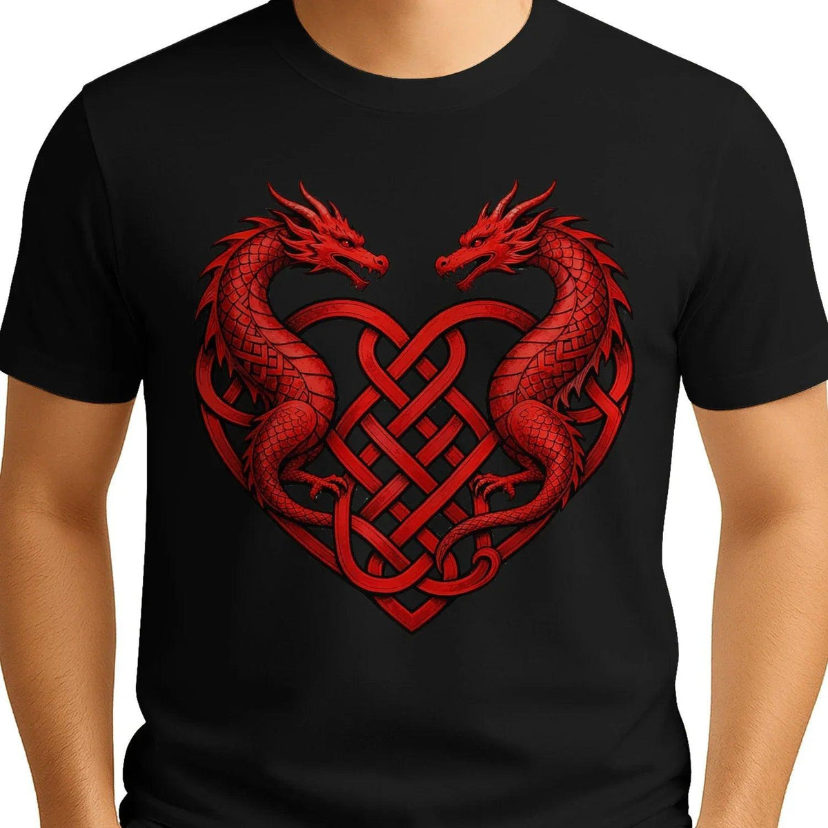 Welsh Dragon T-Shirt - Heart Double Heritage Streetwear - Celtic Wolfwear