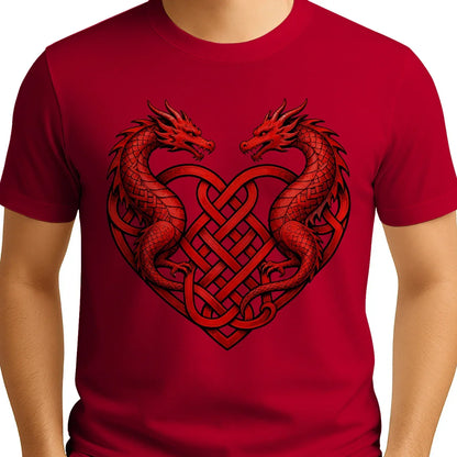 Welsh Dragon T-Shirt - Heart Double Heritage Streetwear - Celtic Wolfwear