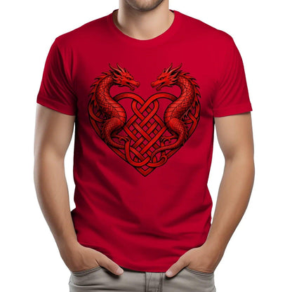Welsh Dragon T-Shirt - Heart Double Heritage Streetwear - Celtic Wolfwear