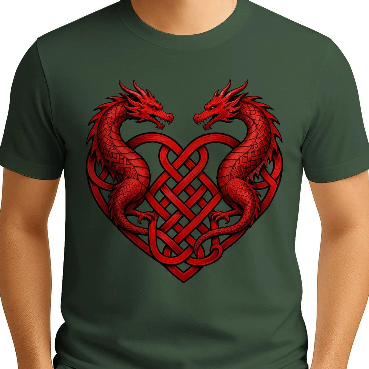 Welsh Dragon T-Shirt - Heart Double Heritage Streetwear - Celtic Wolfwear