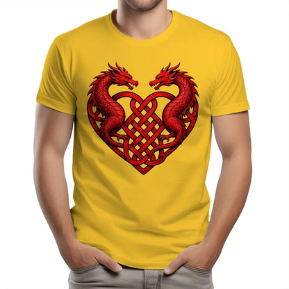 Welsh Dragon T-Shirt - Heart Double Heritage Streetwear - Celtic Wolfwear