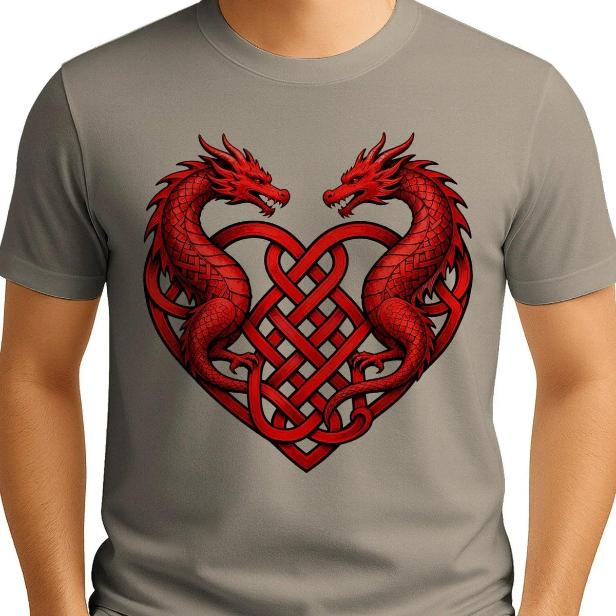 Welsh Dragon T-Shirt - Heart Double Heritage Streetwear - Celtic Wolfwear