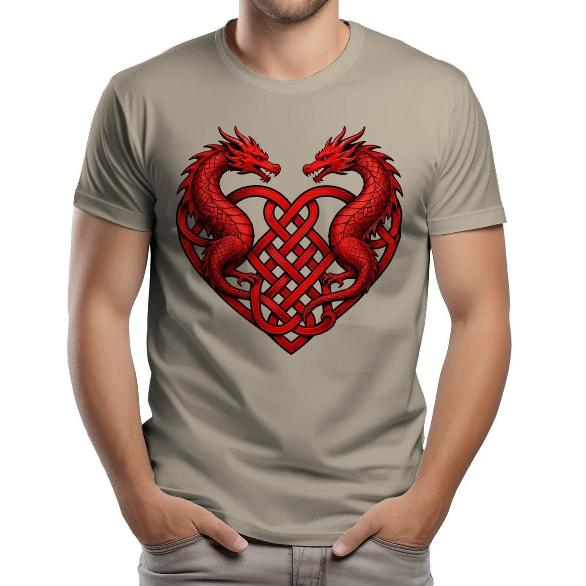Welsh Dragon T-Shirt - Heart Double Heritage Streetwear - Celtic Wolfwear