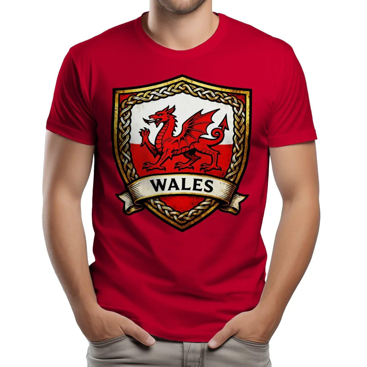 Welsh Dragon T-Shirt - Heraldic Shield Unisex Streetwear - Celtic Wolfwear