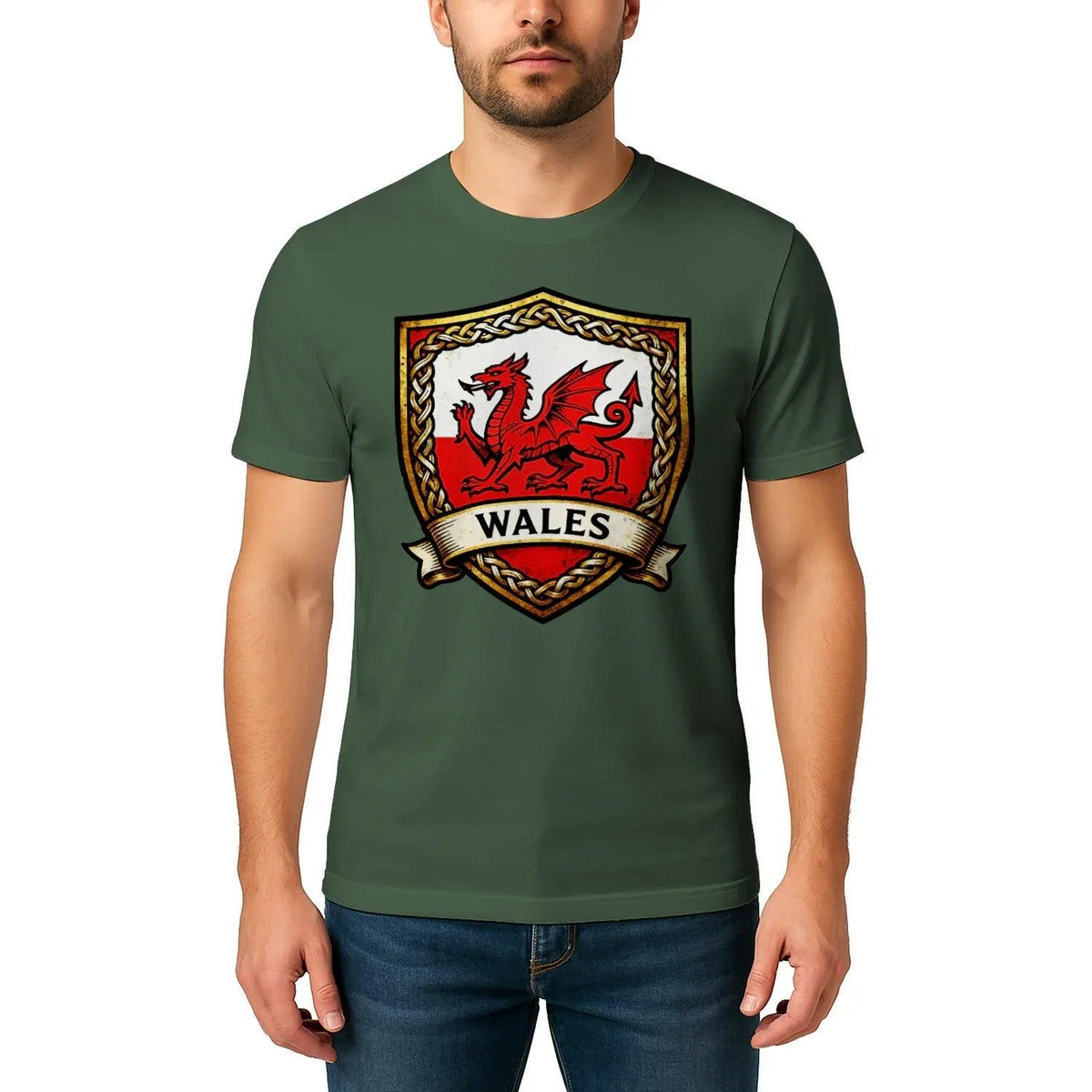Welsh Dragon T-Shirt - Heraldic Shield Unisex Streetwear - Celtic Wolfwear