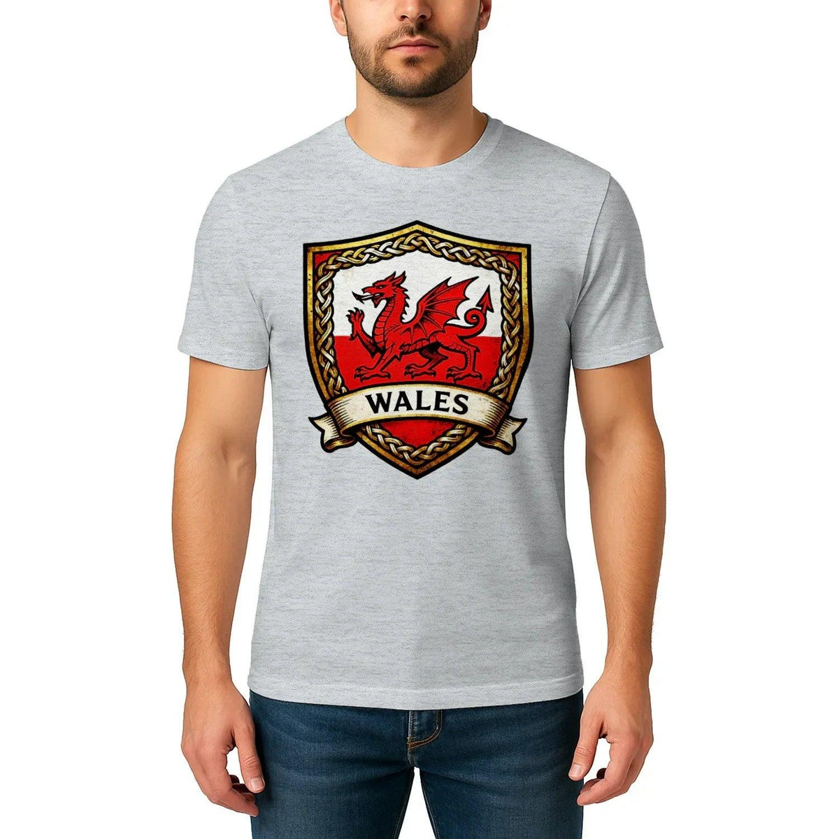 Welsh Dragon T-Shirt - Heraldic Shield Unisex Streetwear - Celtic Wolfwear