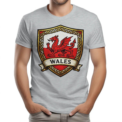 Welsh Dragon T-Shirt - Heraldic Shield Unisex Streetwear - Celtic Wolfwear