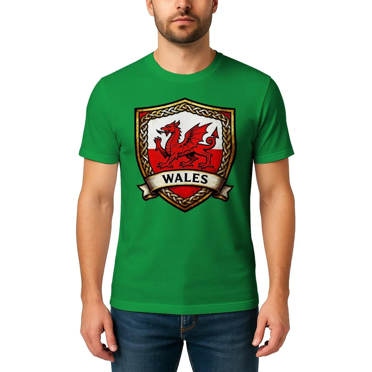 Welsh Dragon T-Shirt - Heraldic Shield Unisex Streetwear - Celtic Wolfwear