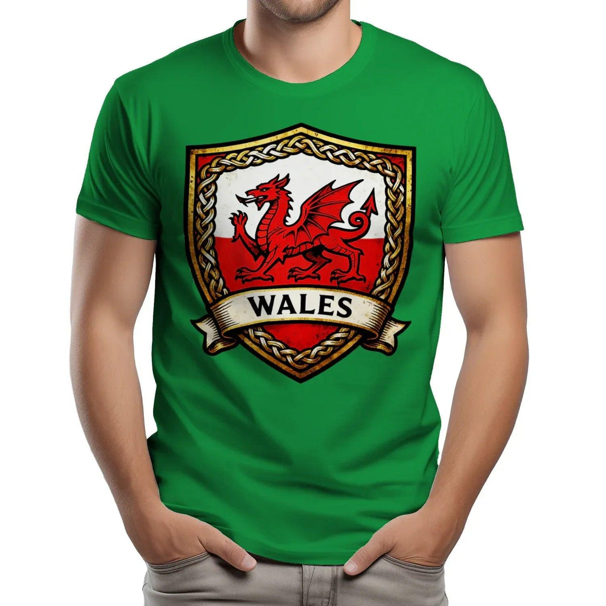 Welsh Dragon T-Shirt - Heraldic Shield Unisex Streetwear - Celtic Wolfwear