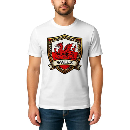 Welsh Dragon T-Shirt - Heraldic Shield Unisex Streetwear - Celtic Wolfwear