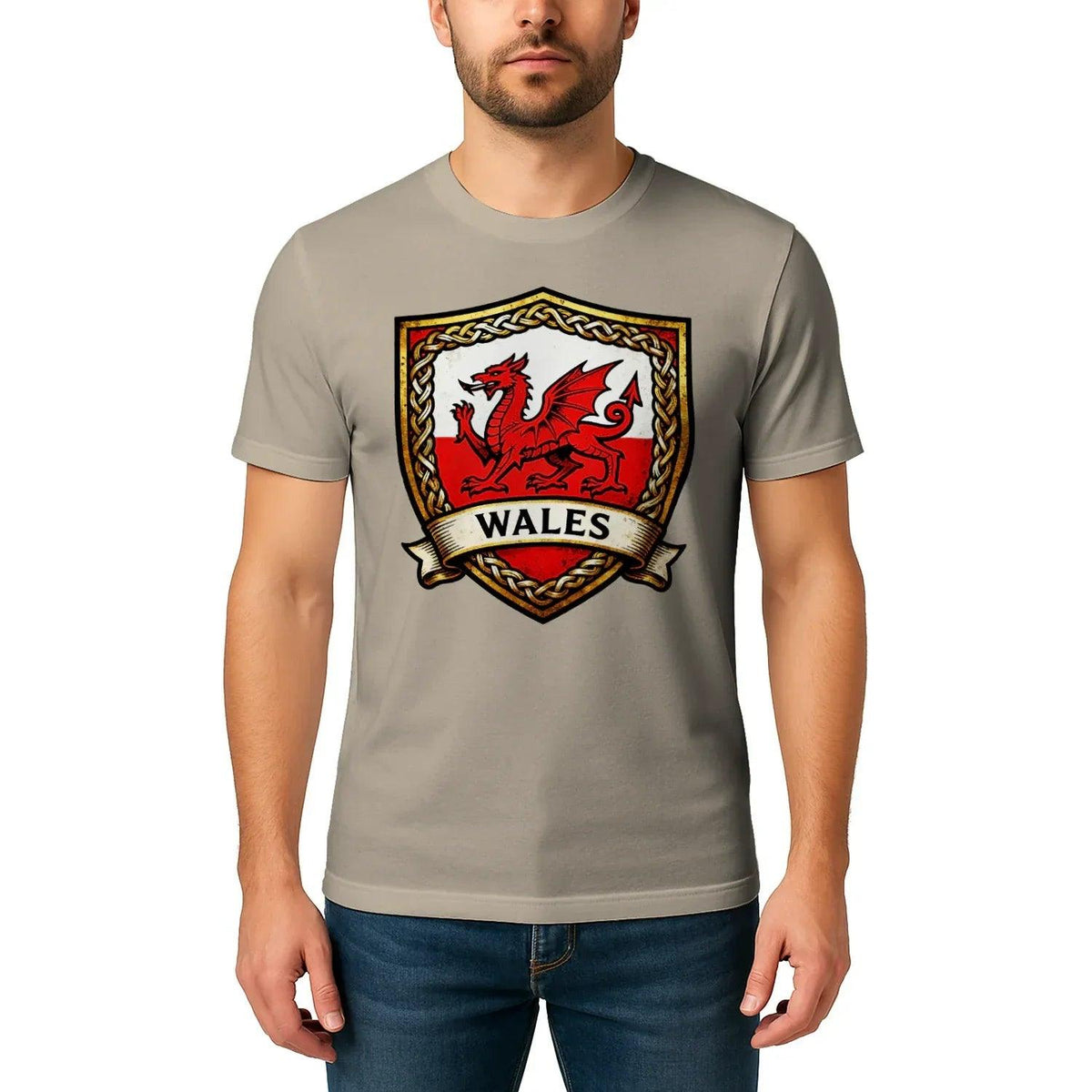 Welsh Dragon T-Shirt - Heraldic Shield Unisex Streetwear - Celtic Wolfwear