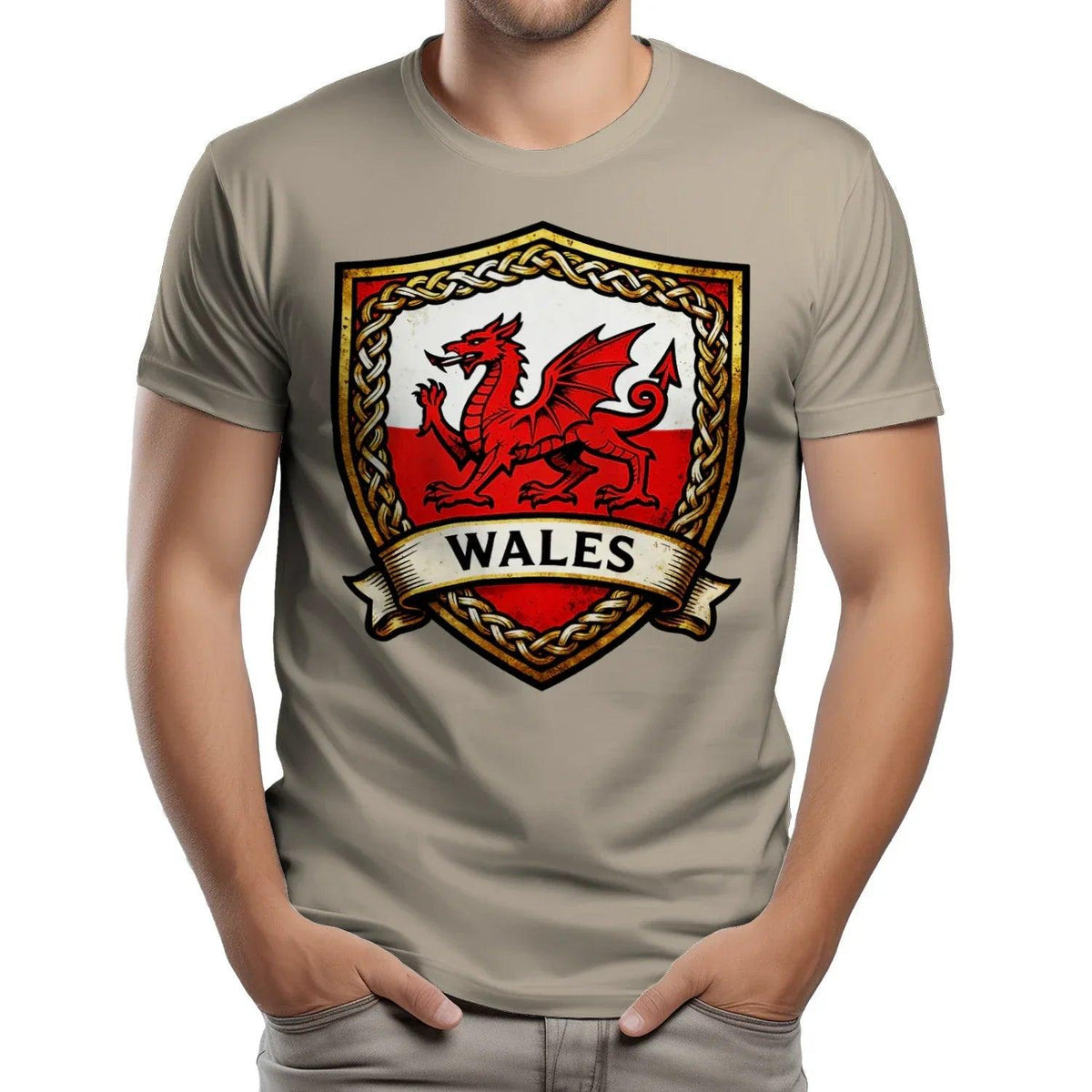 Welsh Dragon T-Shirt - Heraldic Shield Unisex Streetwear - Celtic Wolfwear