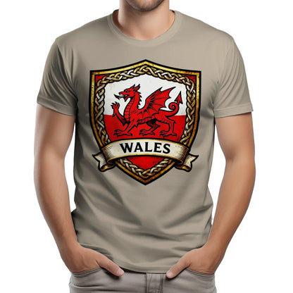 Welsh Dragon T-Shirt - Heraldic Shield Unisex Streetwear - Celtic Wolfwear