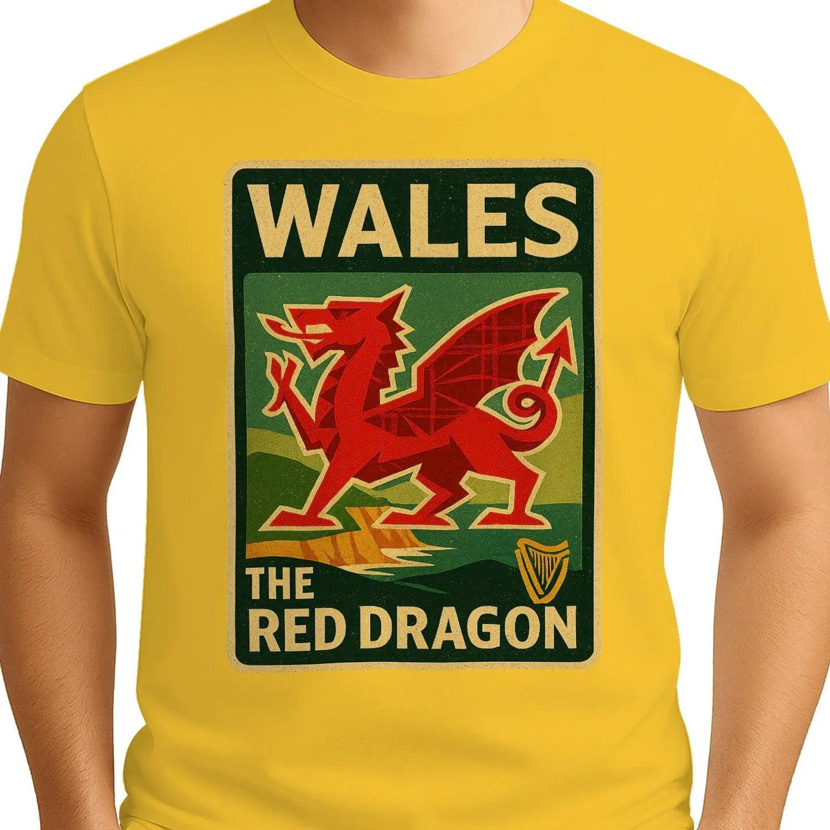 Welsh Dragon T-Shirt - Red Crest Design 01, Unisex - Celtic Wolfwear