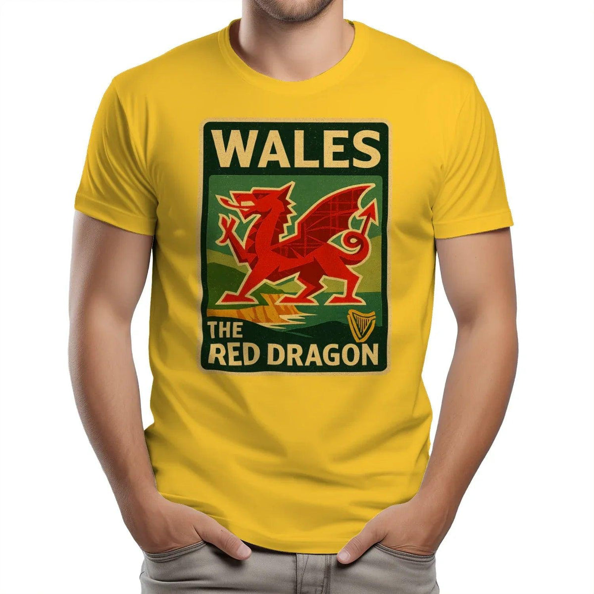Welsh Dragon T-Shirt - Red Crest Design 01, Unisex - Celtic Wolfwear