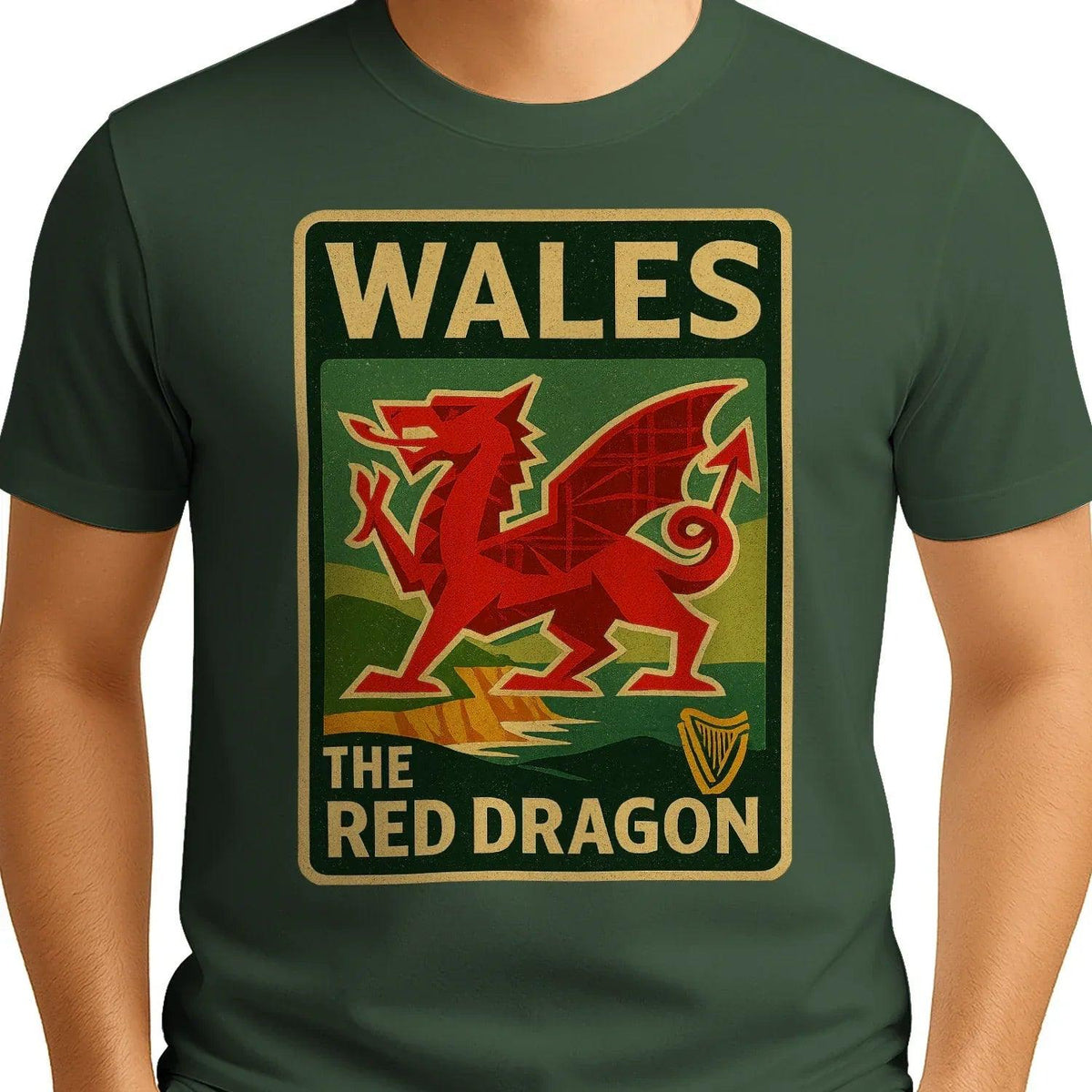 Welsh Dragon T-Shirt - Red Crest Design 01, Unisex - Celtic Wolfwear