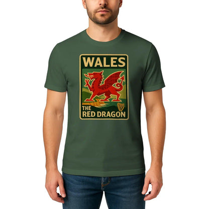 Welsh Dragon T-Shirt - Red Crest Design 01, Unisex - Celtic Wolfwear