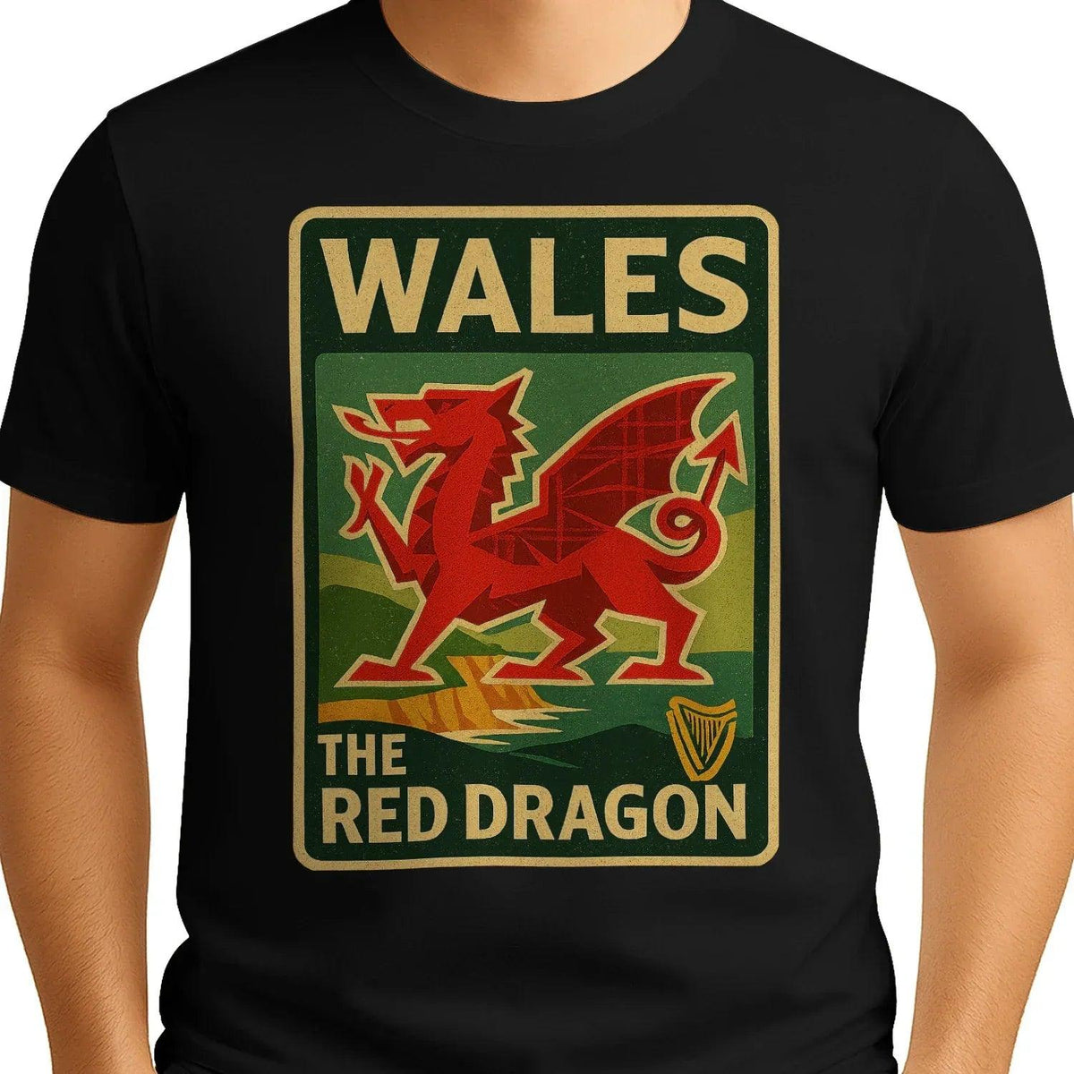 Welsh Dragon T-Shirt - Red Crest Design 01, Unisex - Celtic Wolfwear