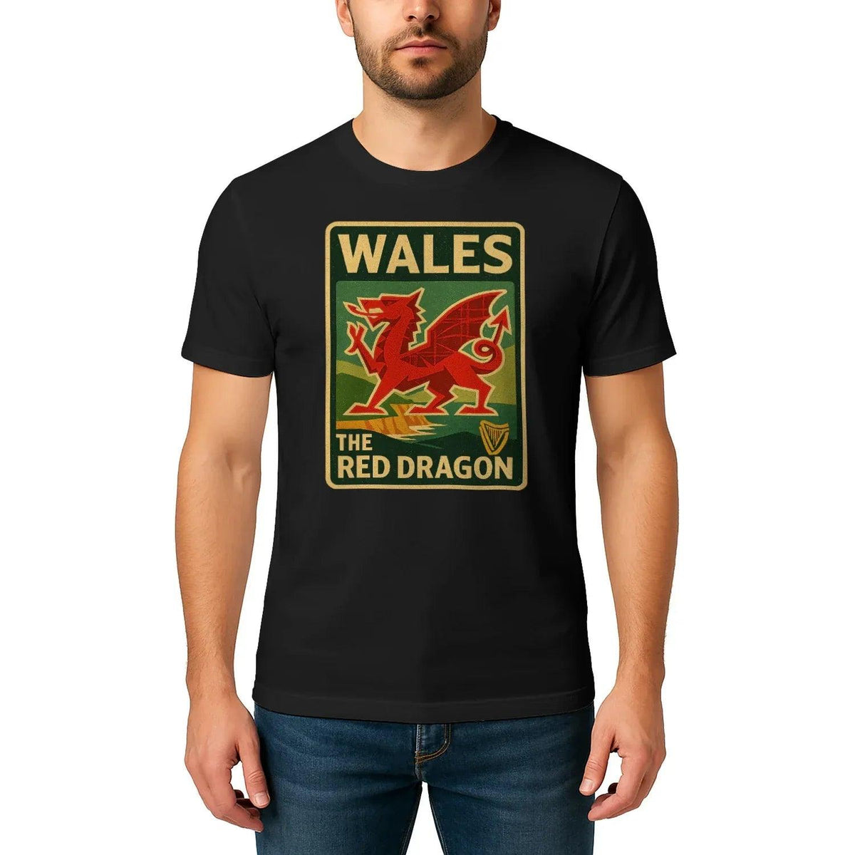 Welsh Dragon T-Shirt - Red Crest Design 01, Unisex - Celtic Wolfwear