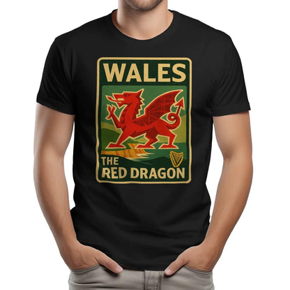 Welsh Dragon T-Shirt - Red Crest Design 01, Unisex - Celtic Wolfwear
