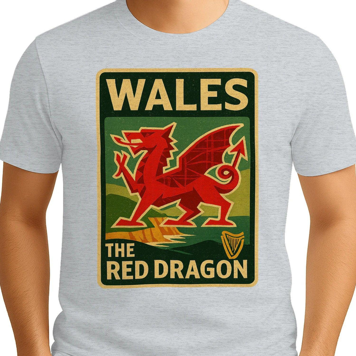 Welsh Dragon T-Shirt - Red Crest Design 01, Unisex - Celtic Wolfwear