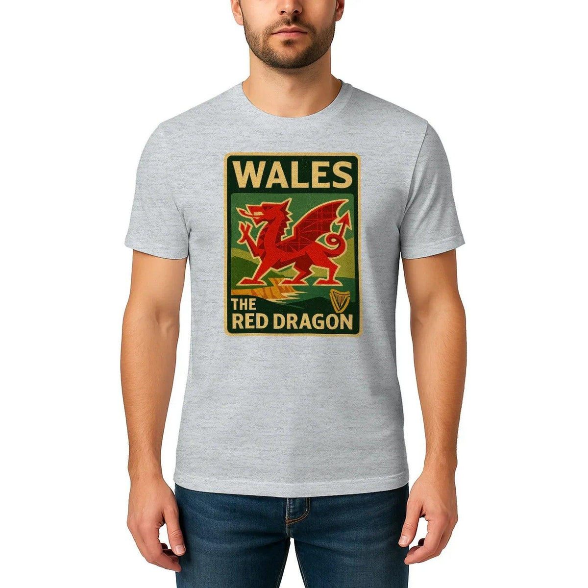 Welsh Dragon T-Shirt - Red Crest Design 01, Unisex - Celtic Wolfwear