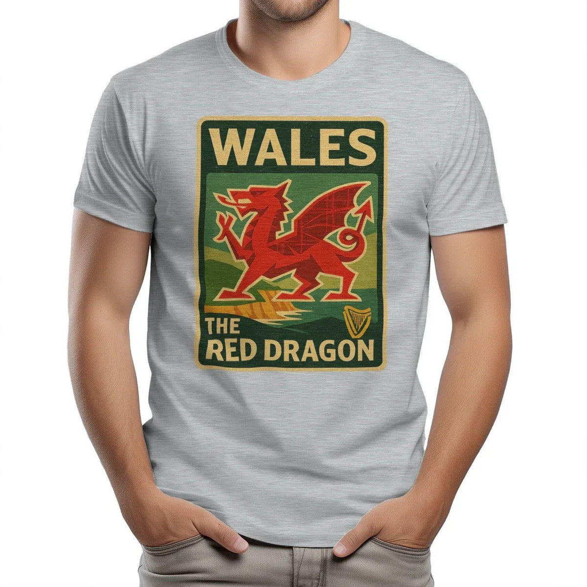 Welsh Dragon T-Shirt - Red Crest Design 01, Unisex - Celtic Wolfwear