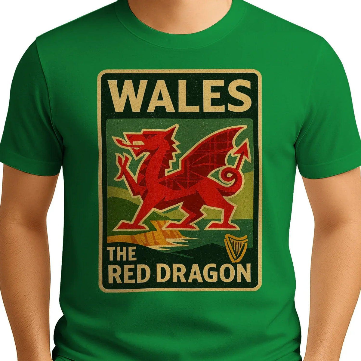 Welsh Dragon T-Shirt - Red Crest Design 01, Unisex - Celtic Wolfwear