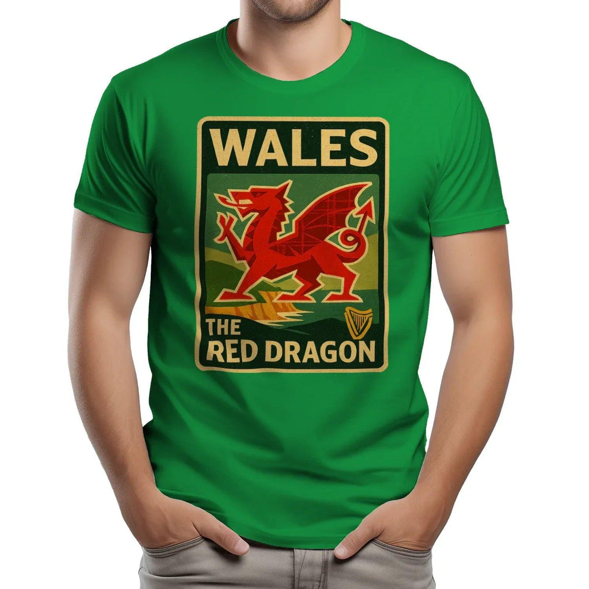 Welsh Dragon T-Shirt - Red Crest Design 01, Unisex - Celtic Wolfwear